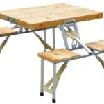 Table de Camping-Car Pique-Nique Pliante en Bois avec 4 sieges